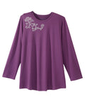 Women's Open Back Embellished Long Sleeve Top