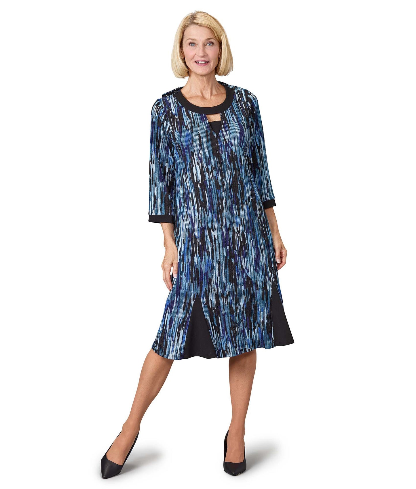 Women's Open Back Flounce 3/4 Sleeve Dress