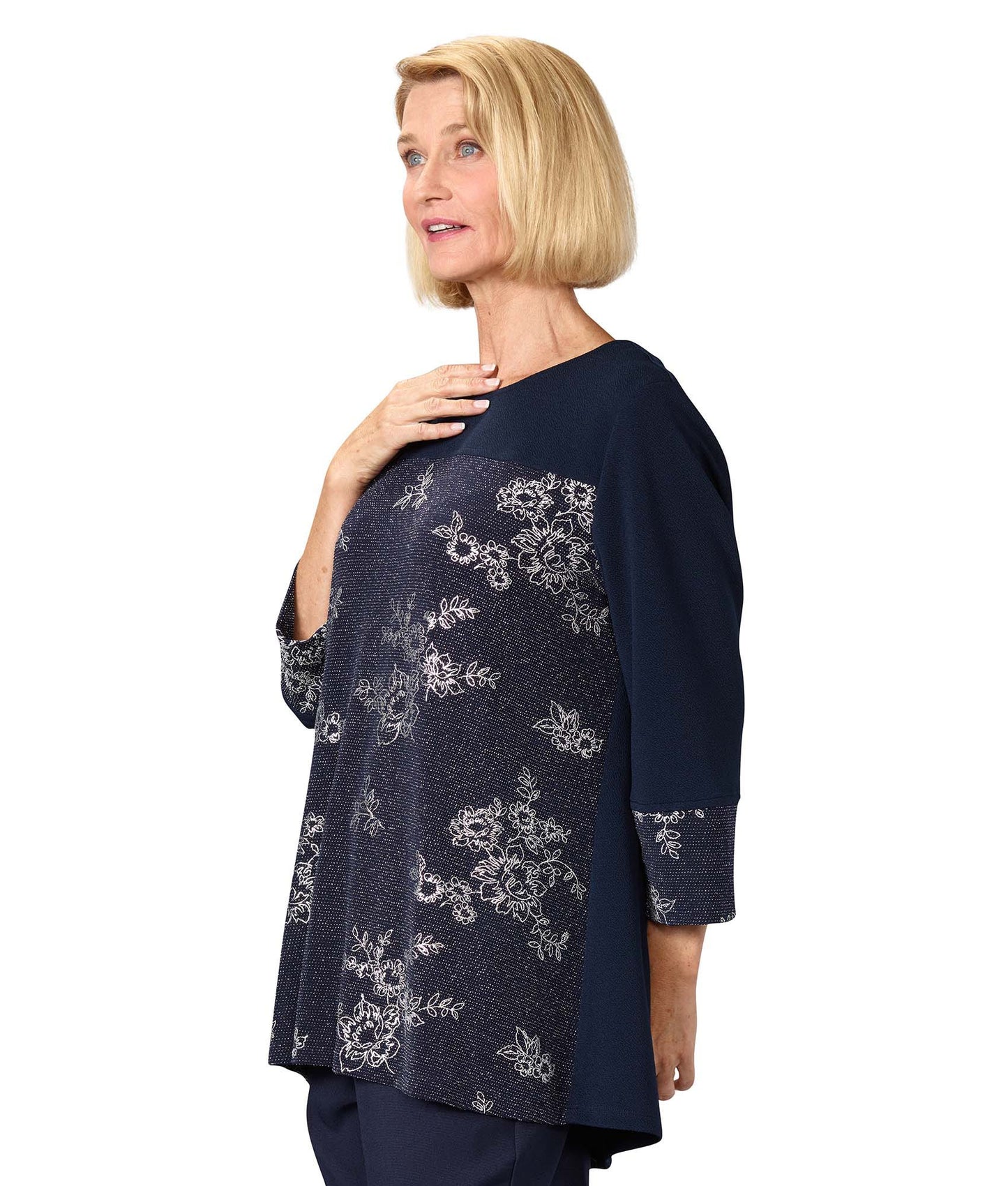 Women's Open Back 3/4 Sleeve Decorative Top