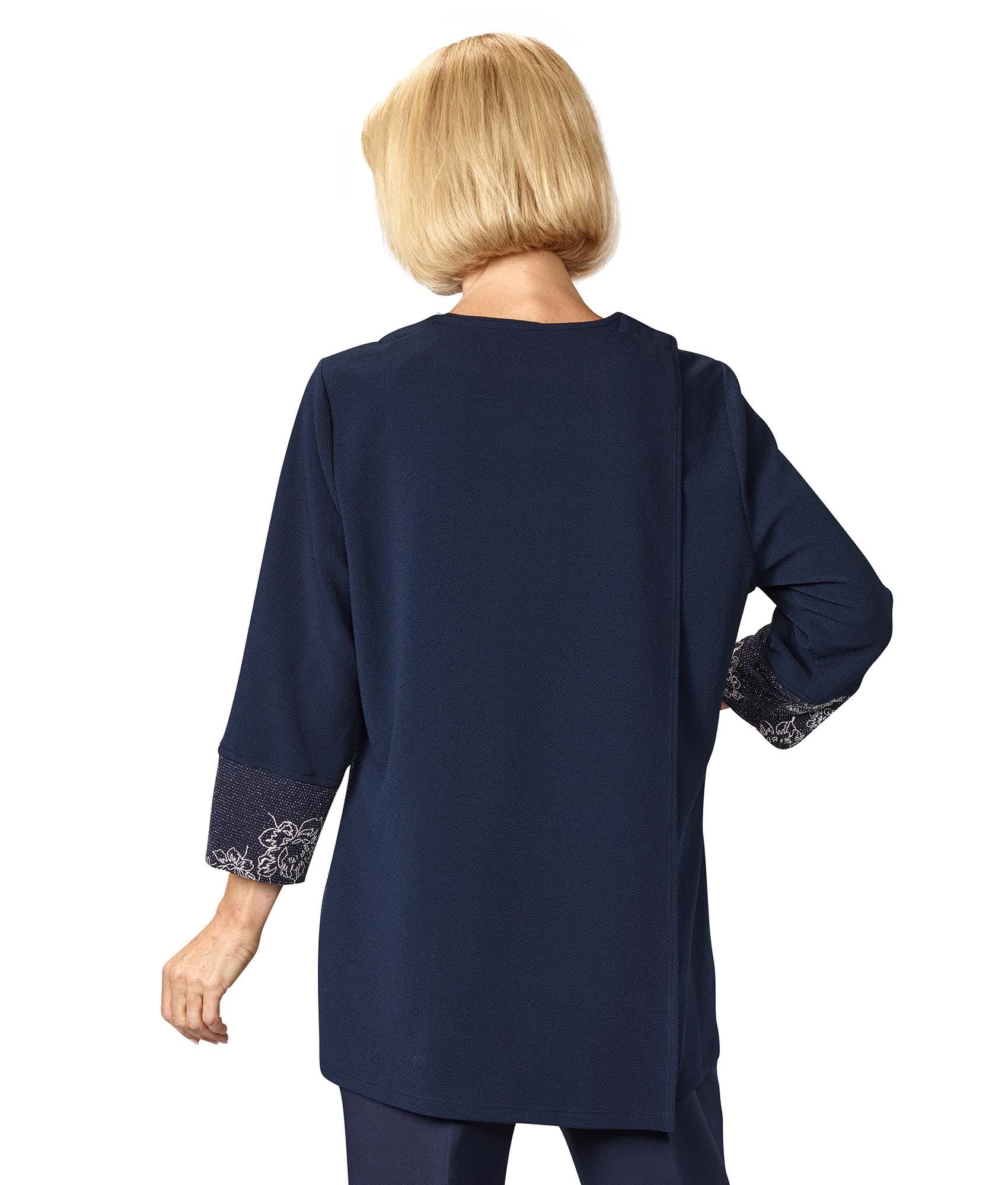 Women's Open Back 3/4 Sleeve Decorative Top