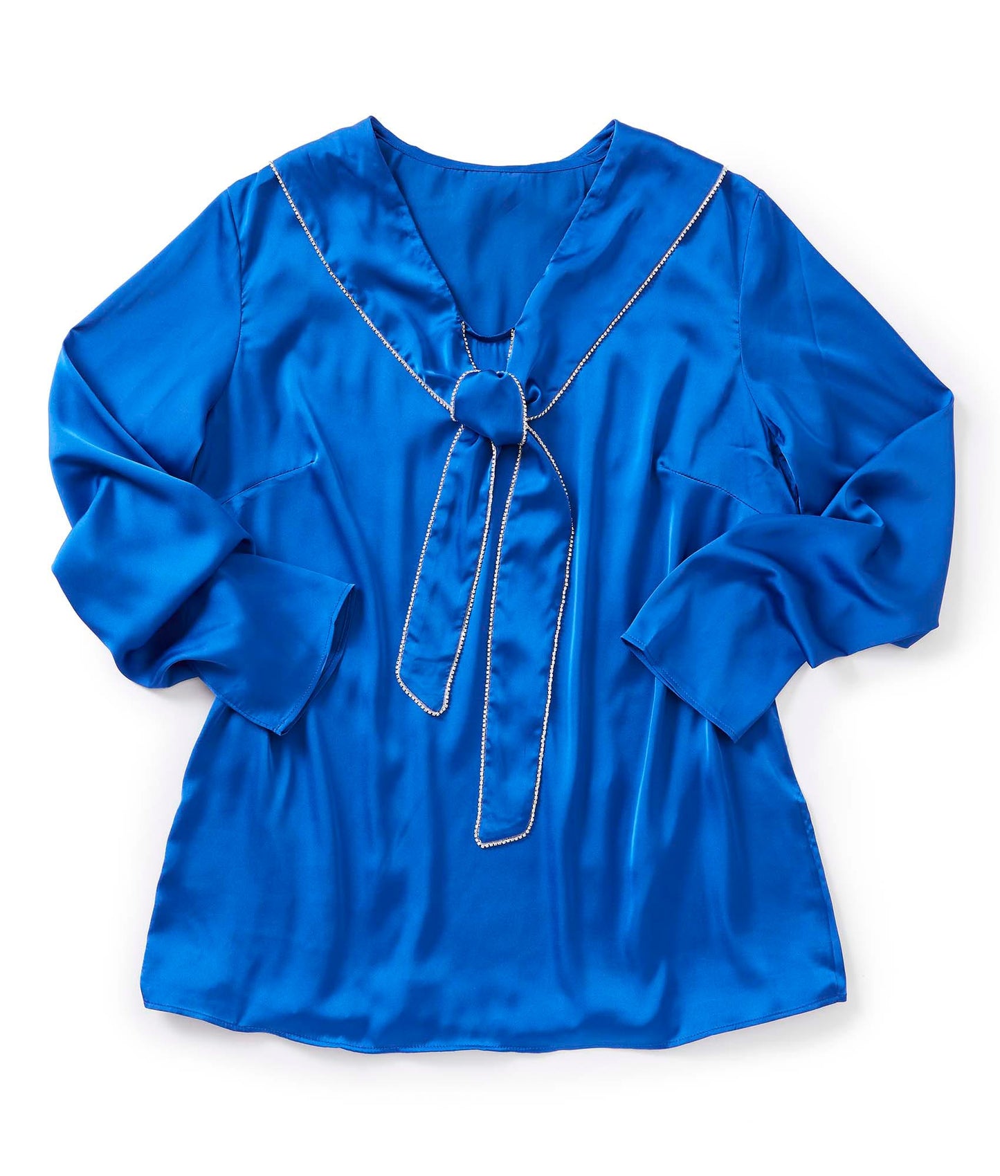 Women's Open Back Tie Front Scarf Blouse