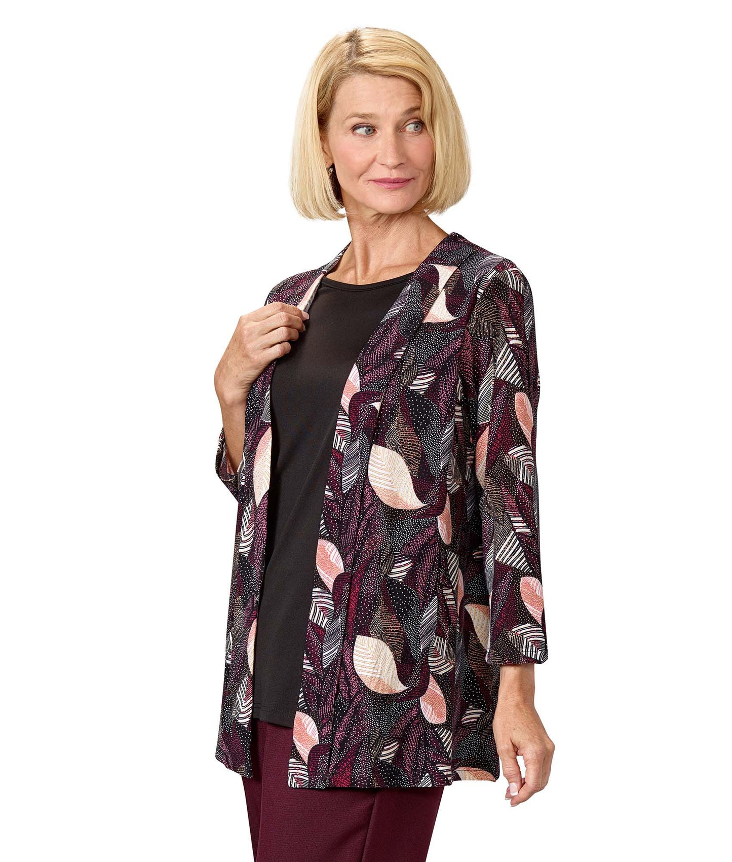 Women's Open Back 3/4 Sleeve Twofer Top