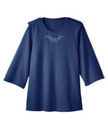 Women's Open Back 3/4 Length Sleeve Top with Embroidery - Silverts 60