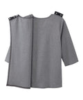 Women's Open Back 3/4 Length Sleeve Top with Embroidery