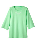 Women's Open Back 3/4 Length Sleeve Top with Embroidery