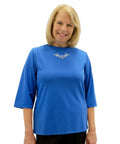 Women's Embroidered Adaptive 3/4 Sleeve Top - Clearance - Silverts 1