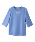 Women's Open Back 3/4 Length Sleeve Top with Embroidery - Silverts 56
