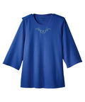 Women's Open Back 3/4 Length Sleeve Top with Embroidery - Silverts 53