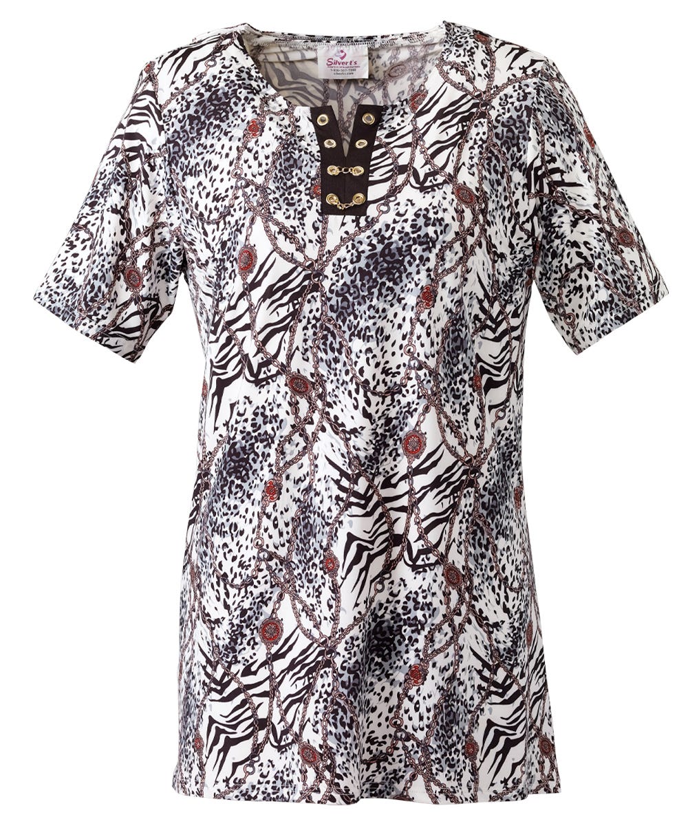 Women's Open Back Patterned Top