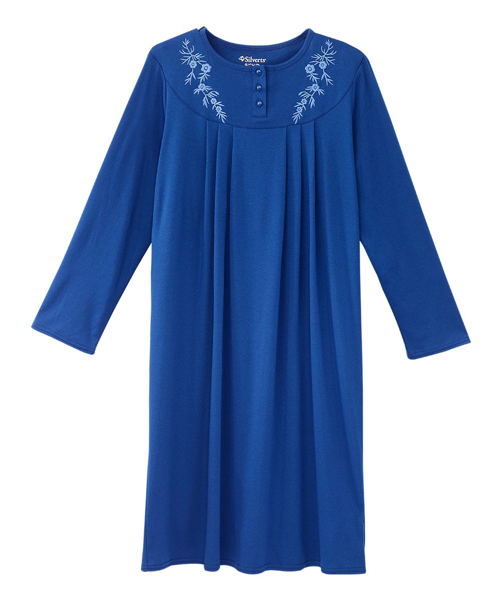 Women's No Peek Hospital & Home Care Long Sleeve Gown - Cosmic Cobalt | (sv2455) / 3XL