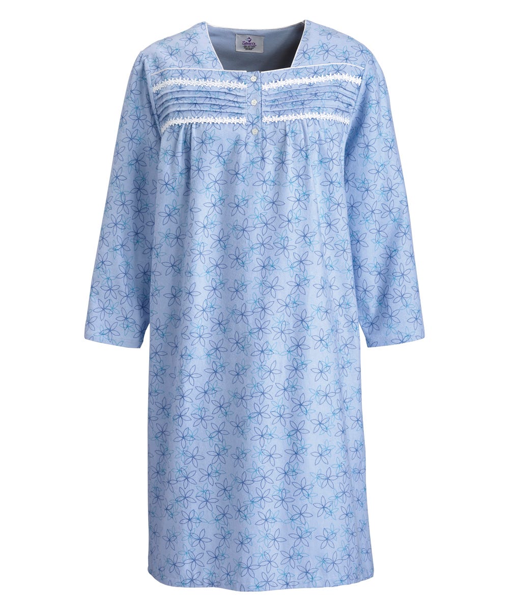 100% Cotton Flannel Hospital Gown with Snaps - Clearance