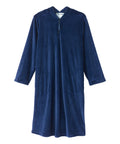 Women's Open Back Plush Nightgown with Zip Front
