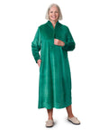 Women's Open Back Plush Nightgown with Zip Front