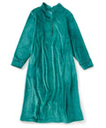 Women's Open Back Plush Nightgown with Zip Front