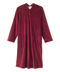 Women's Open Back Plush Nightgown with Zip Front
