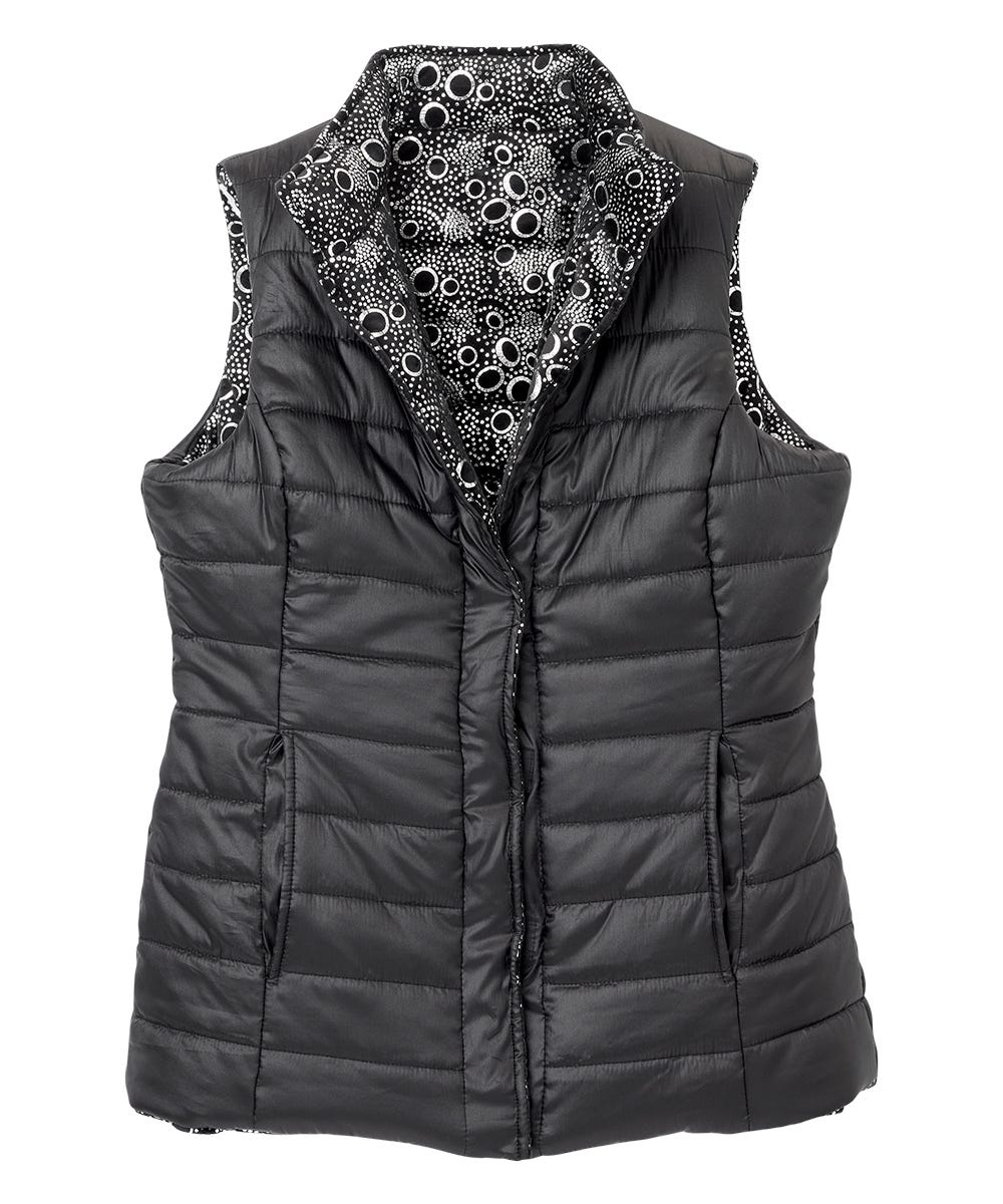 Women's Reversible Magnetic Snap Front Puffer Vest