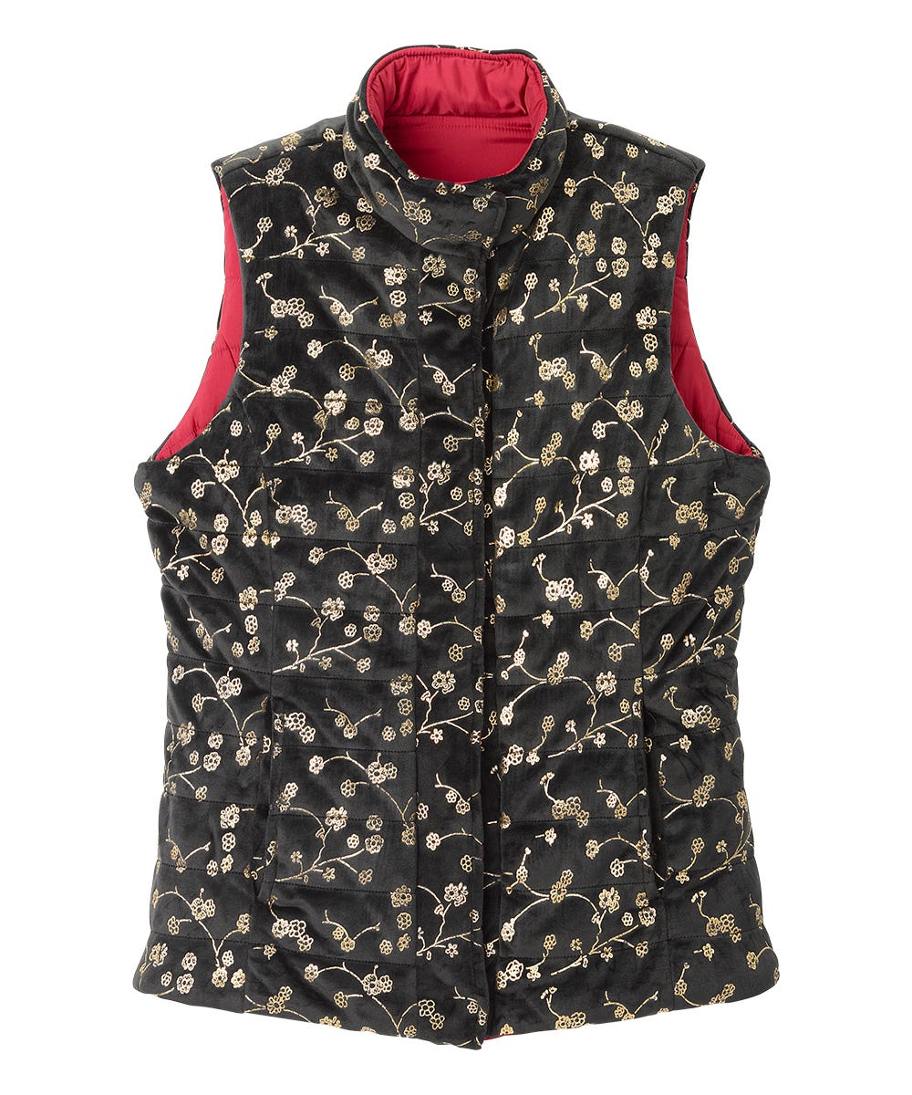 Women's Reversible Magnetic Snap Front Puffer Vest