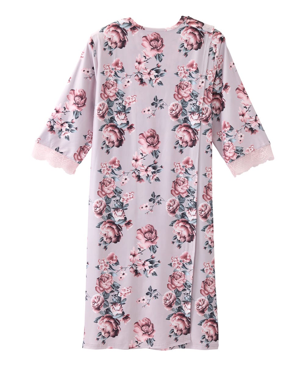 Women's Open Back V-Neck Lace Trim Nightgown