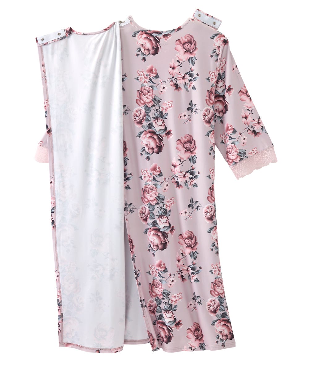 Women's Open Back V-Neck Lace Trim Nightgown