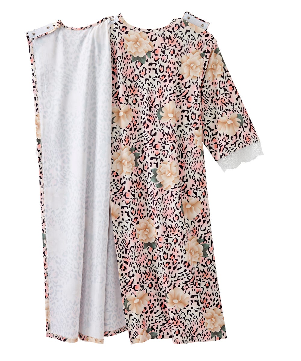 Women's Open Back V-Neck Lace Trim Nightgown