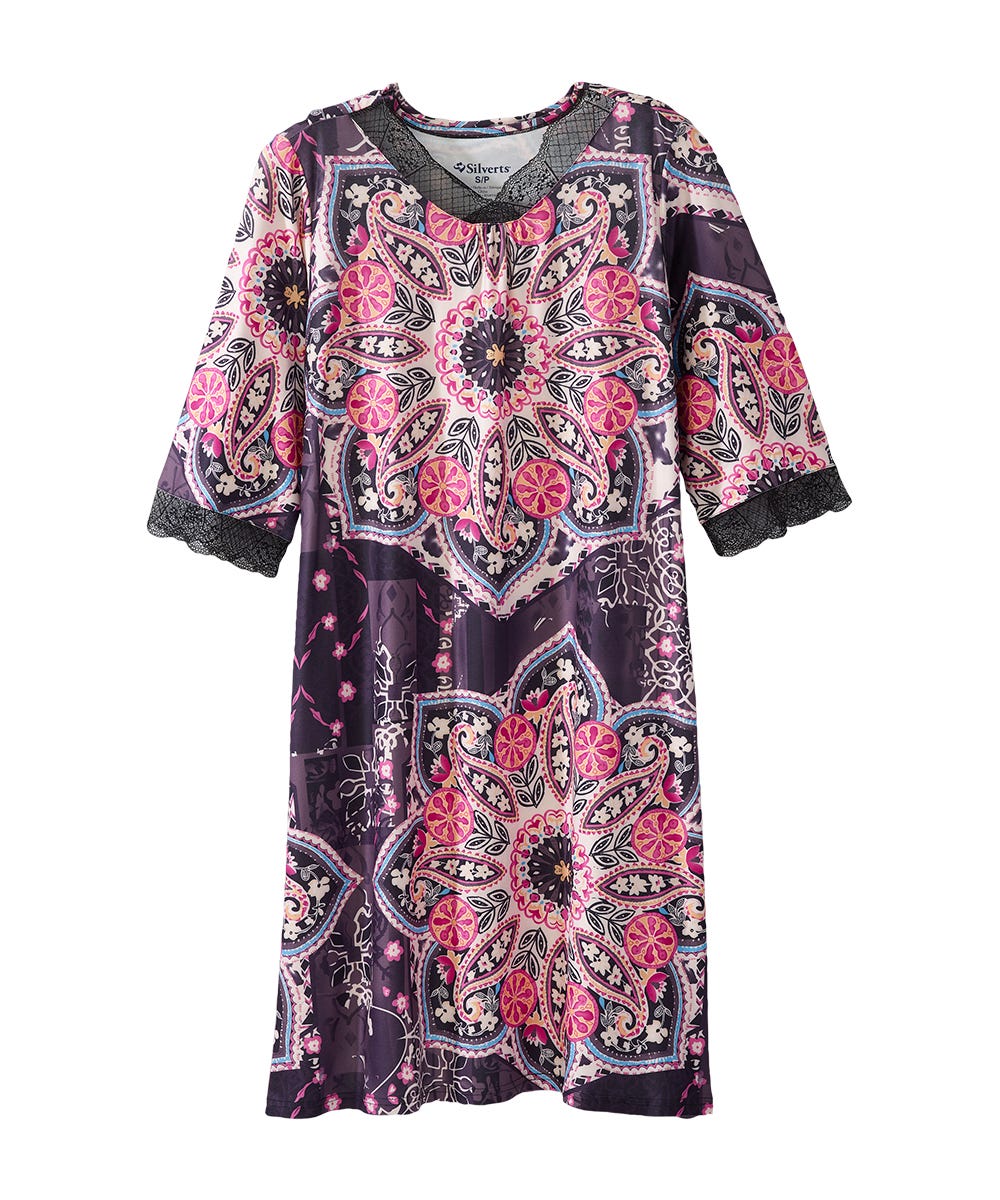 Women's Open Back V-Neck Lace Trim Nightgown