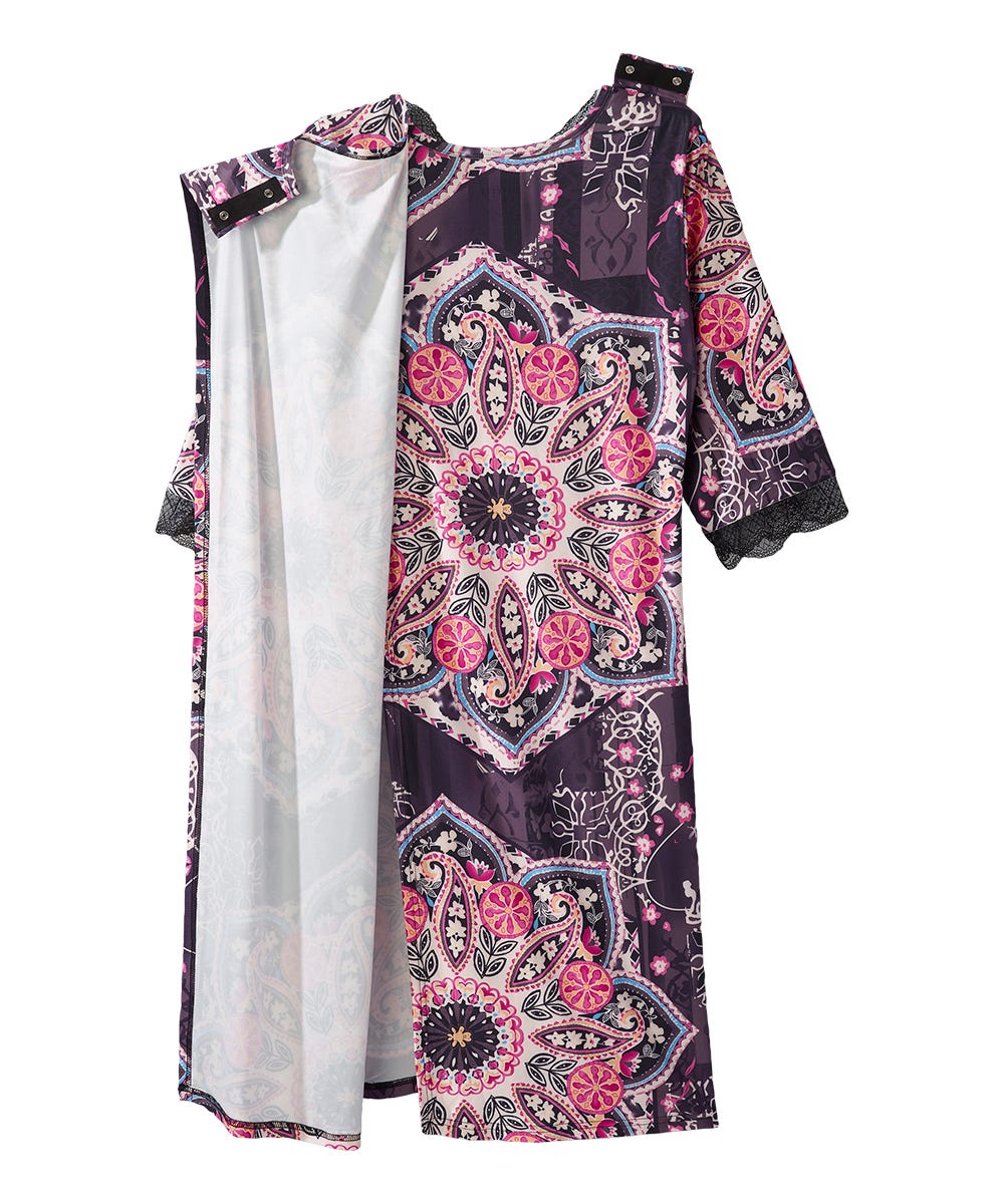 Women's Open Back V-Neck Lace Trim Nightgown