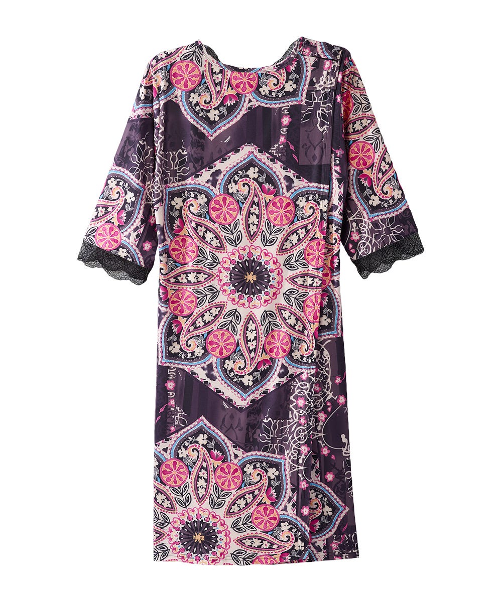 Women's Open Back V-Neck Lace Trim Nightgown