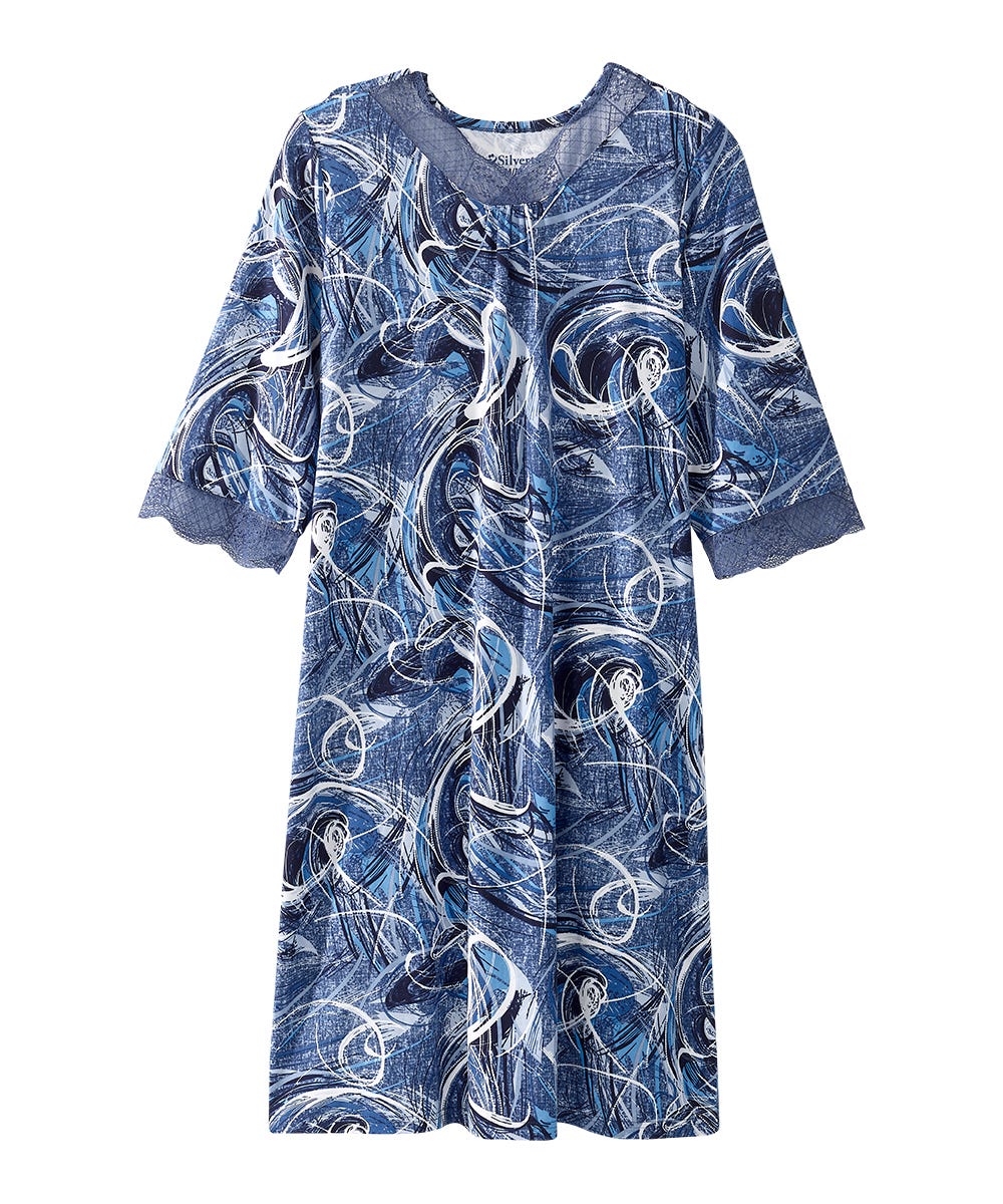 Women's Open Back V-Neck Lace Trim Nightgown