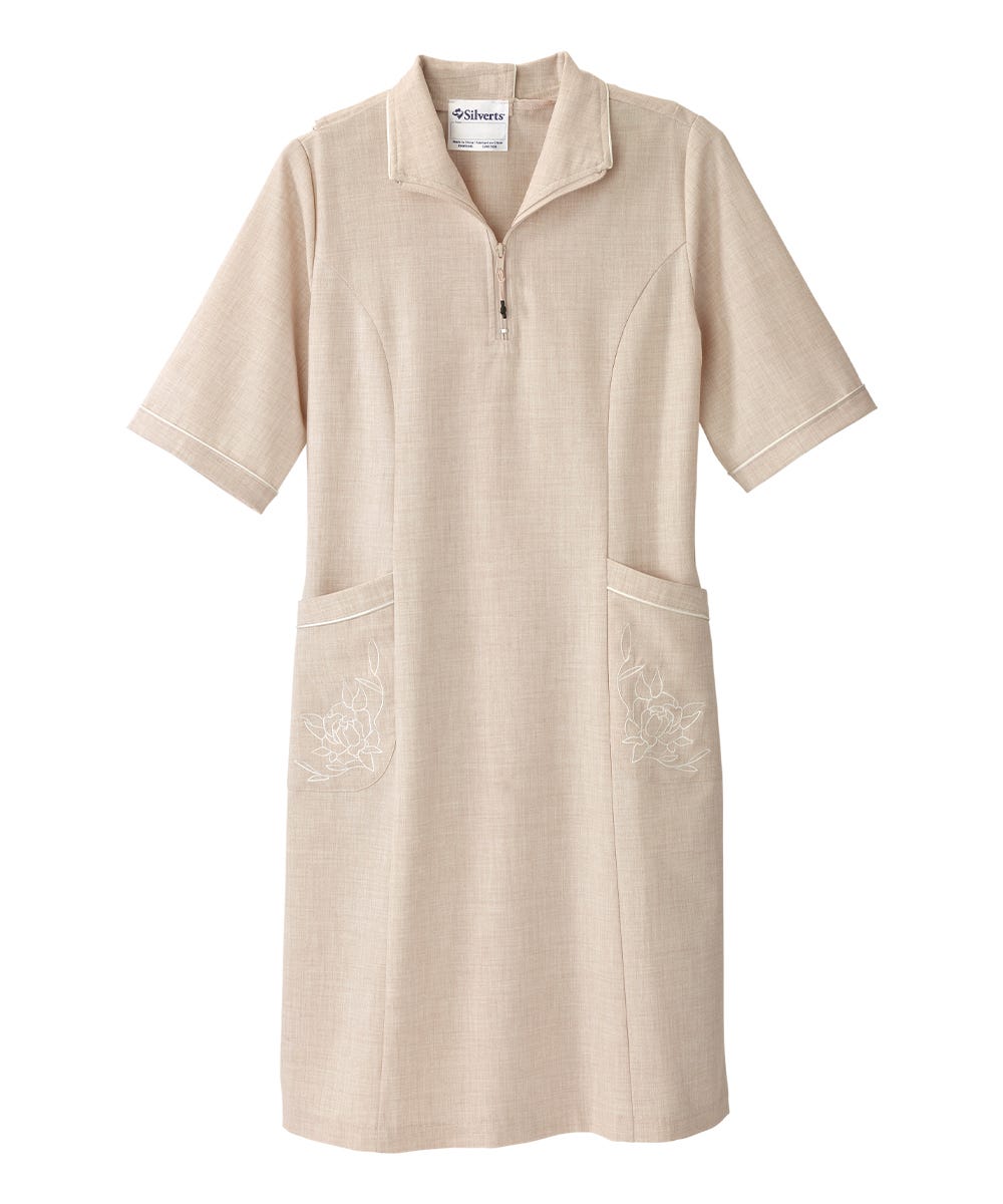 Women's Adaptive Open Back Embroidered Linen Dress