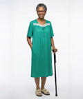Women's Open Back Lace Trim Nightgown with Pockets