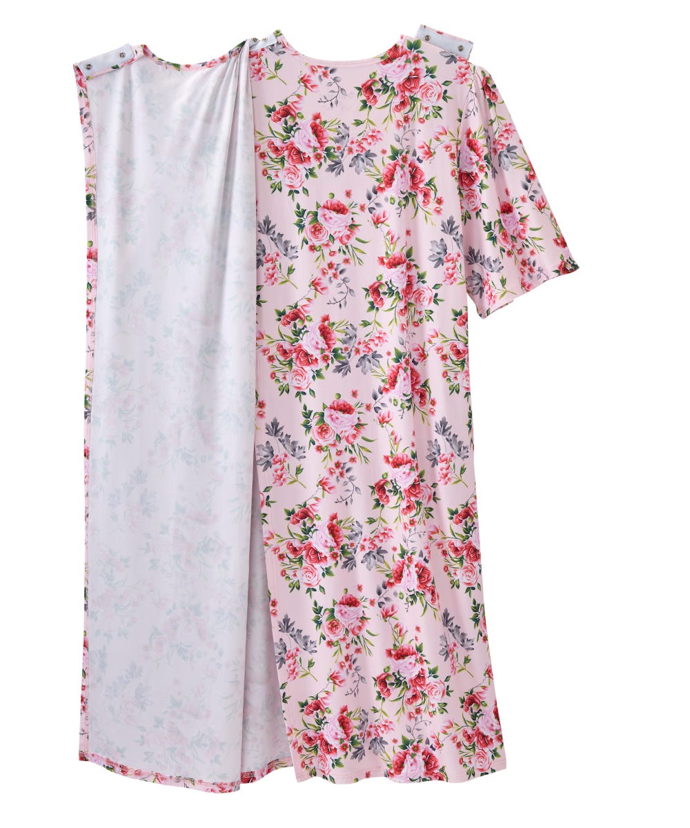 Women's Open Back Lace Trim Nightgown with Pockets