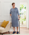 Men's Open Back Henley Nightgown