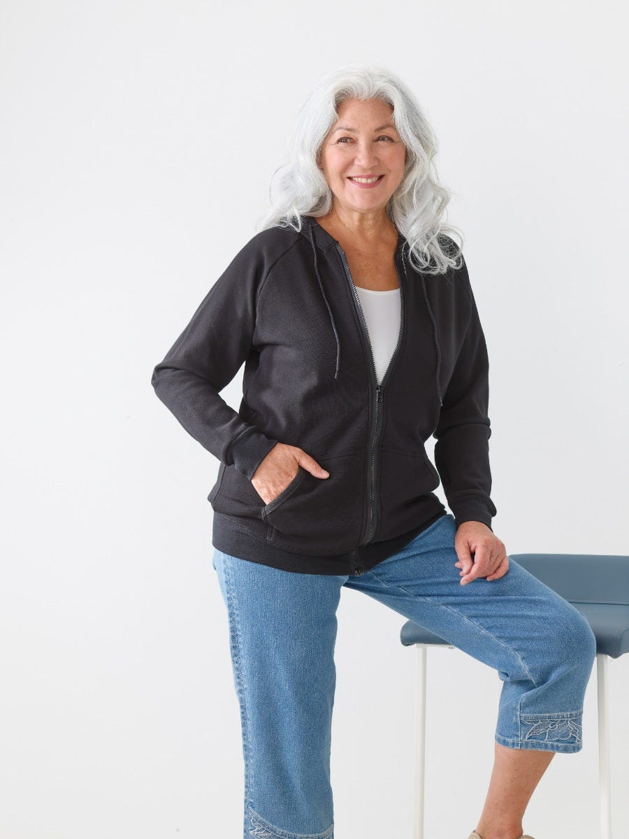 Womens Magnetic-Zipper Hoodie with Pockets