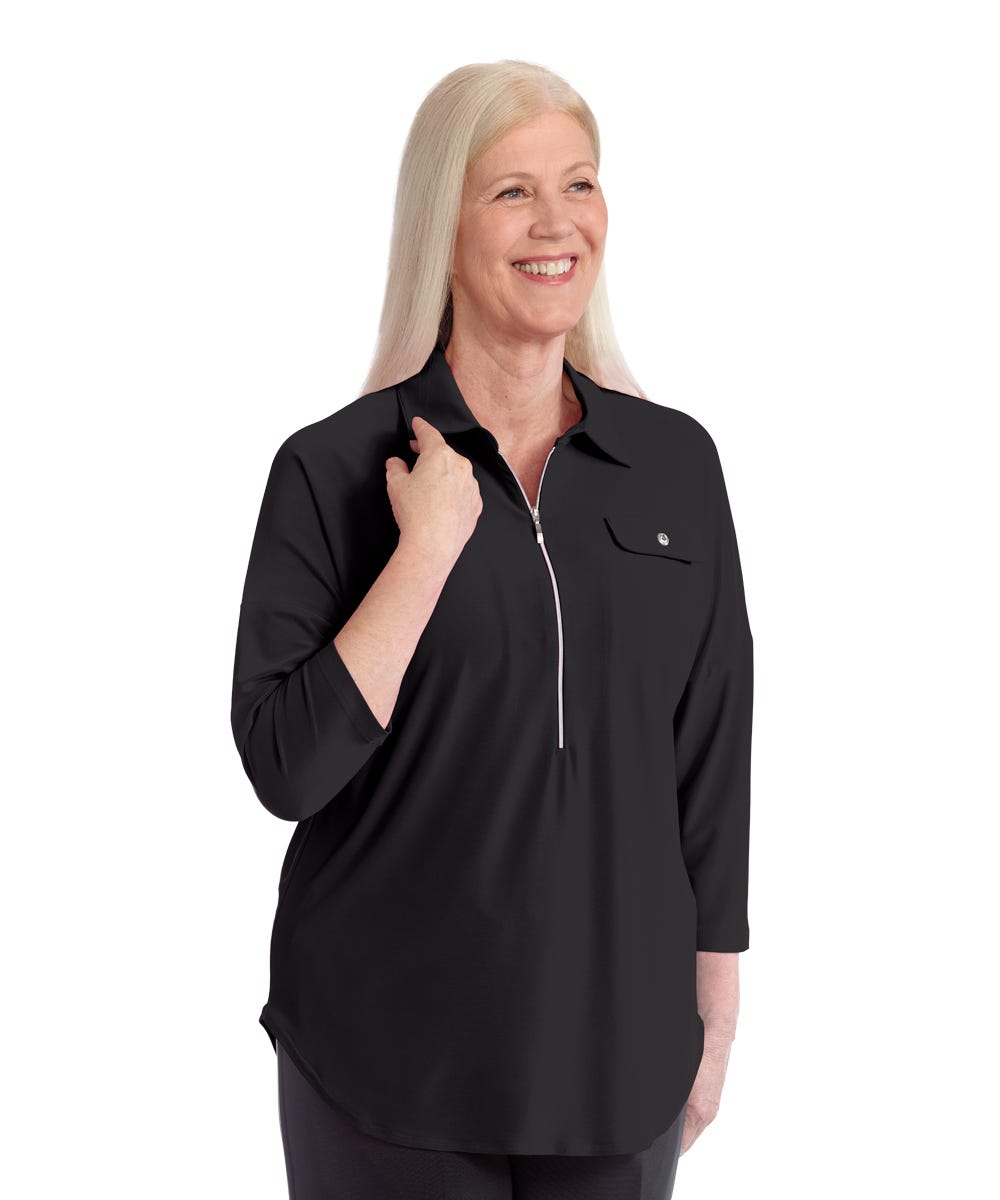 Women's Zip-Front Top for Self-Dressing