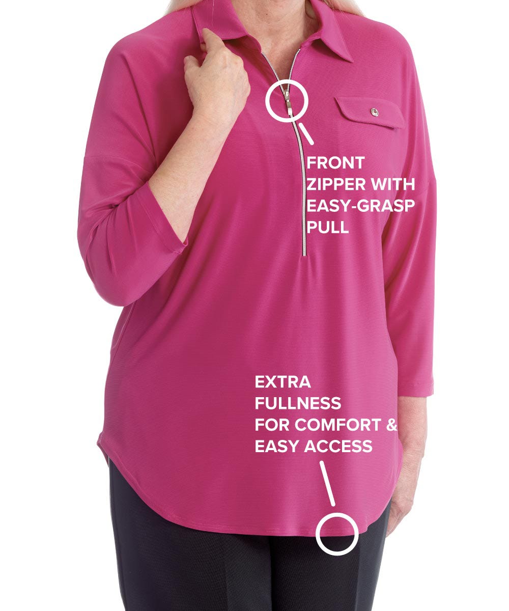 Women's Zip-Front Top for Self-Dressing