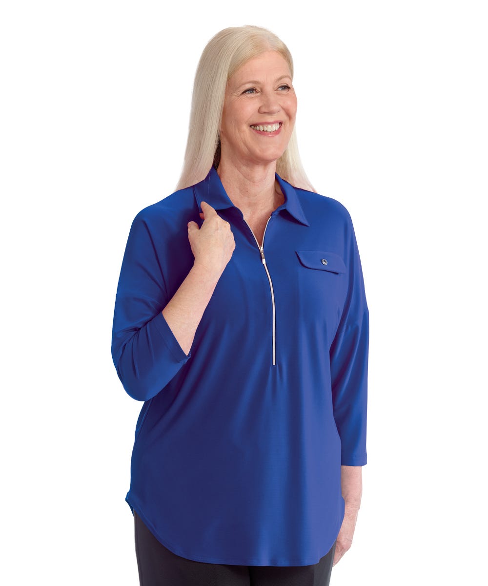 Women's Zip-Front Top for Self-Dressing