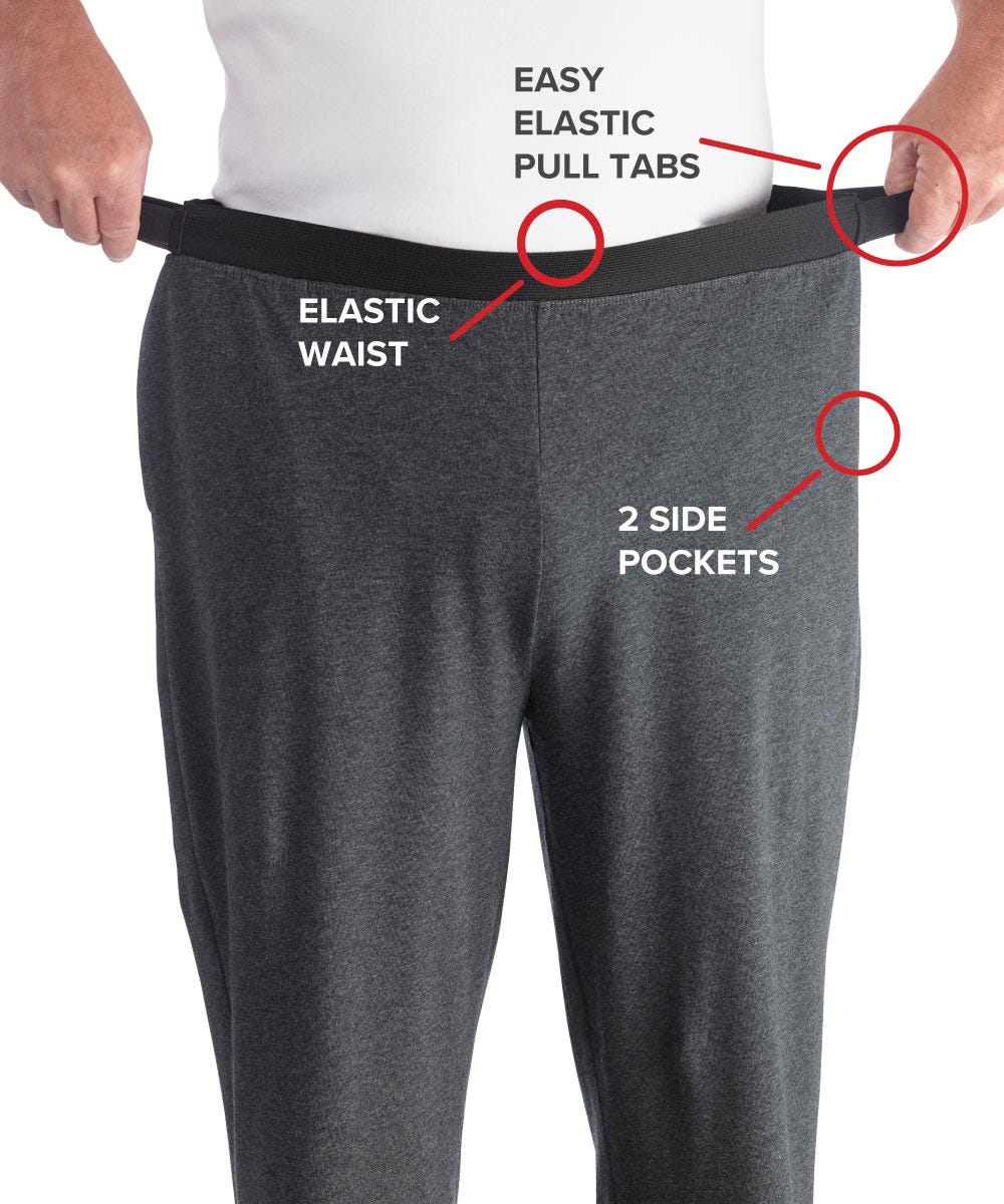 Mens Arthritis Easy Grip Wide Leg Pull On Pants - Clearance