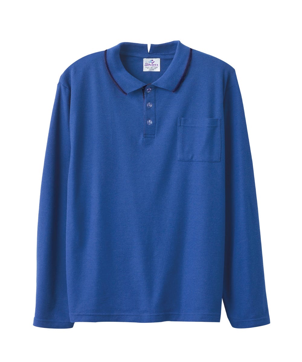 Men's Adaptive Open Back Polo Shirt with Long Sleeves - Clearance
