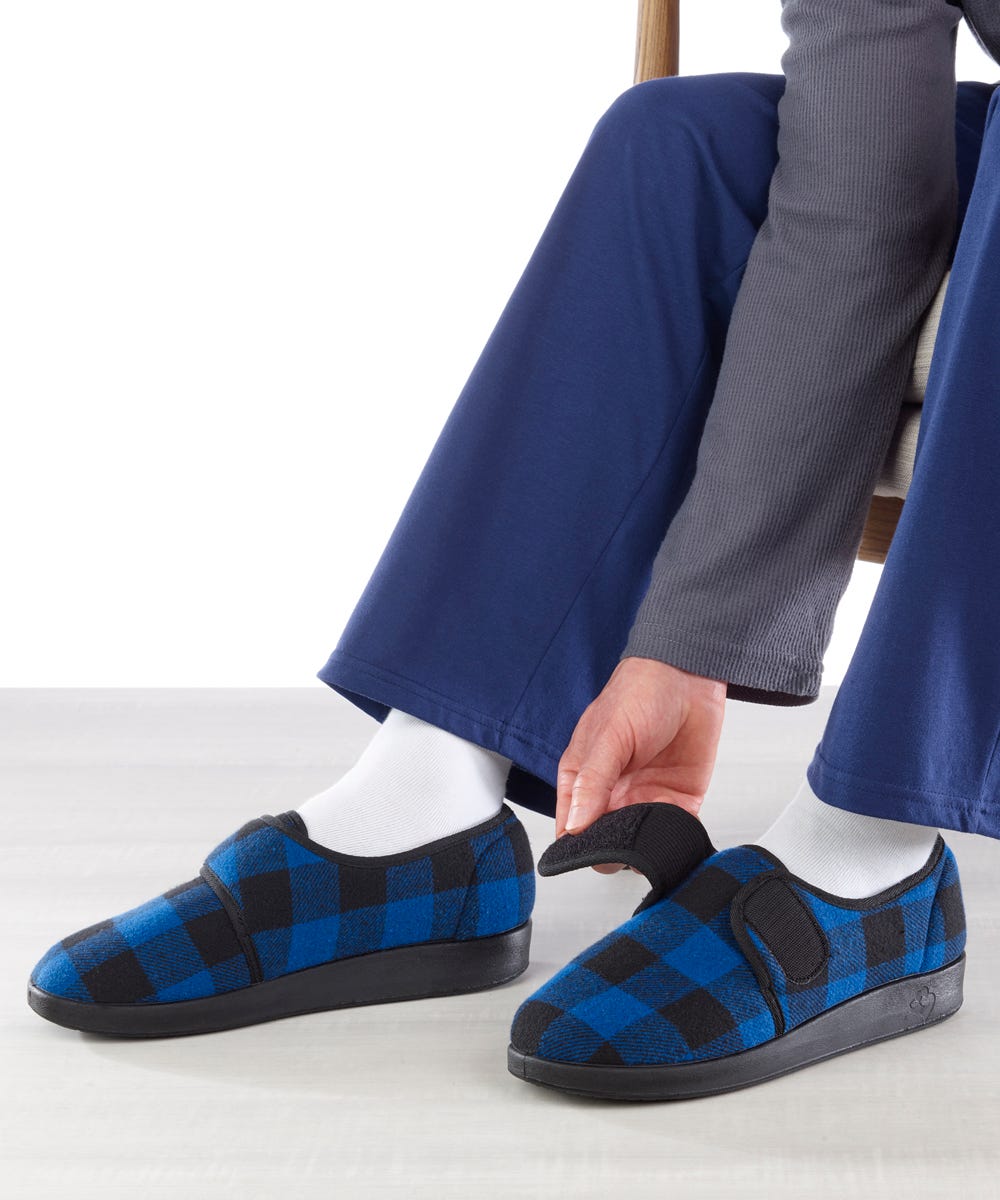 Men's Soft Wide Adjustable Slippers