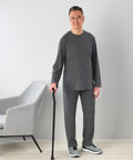 Men's Open Back Top & Pull-on Pant Waffle Knit Pajama Set