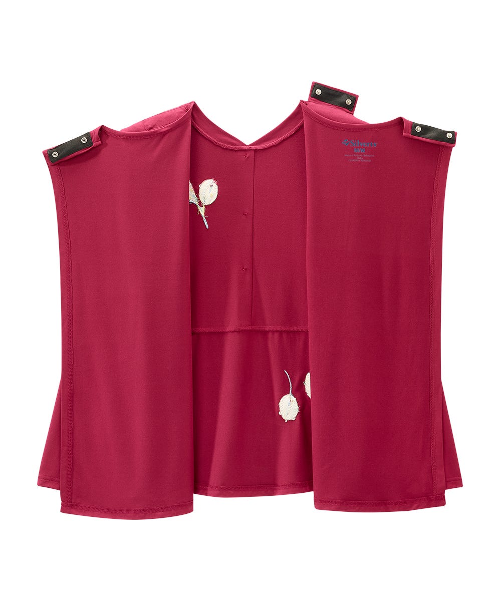 Women's Open Back 3-Button Front Embroidery Top