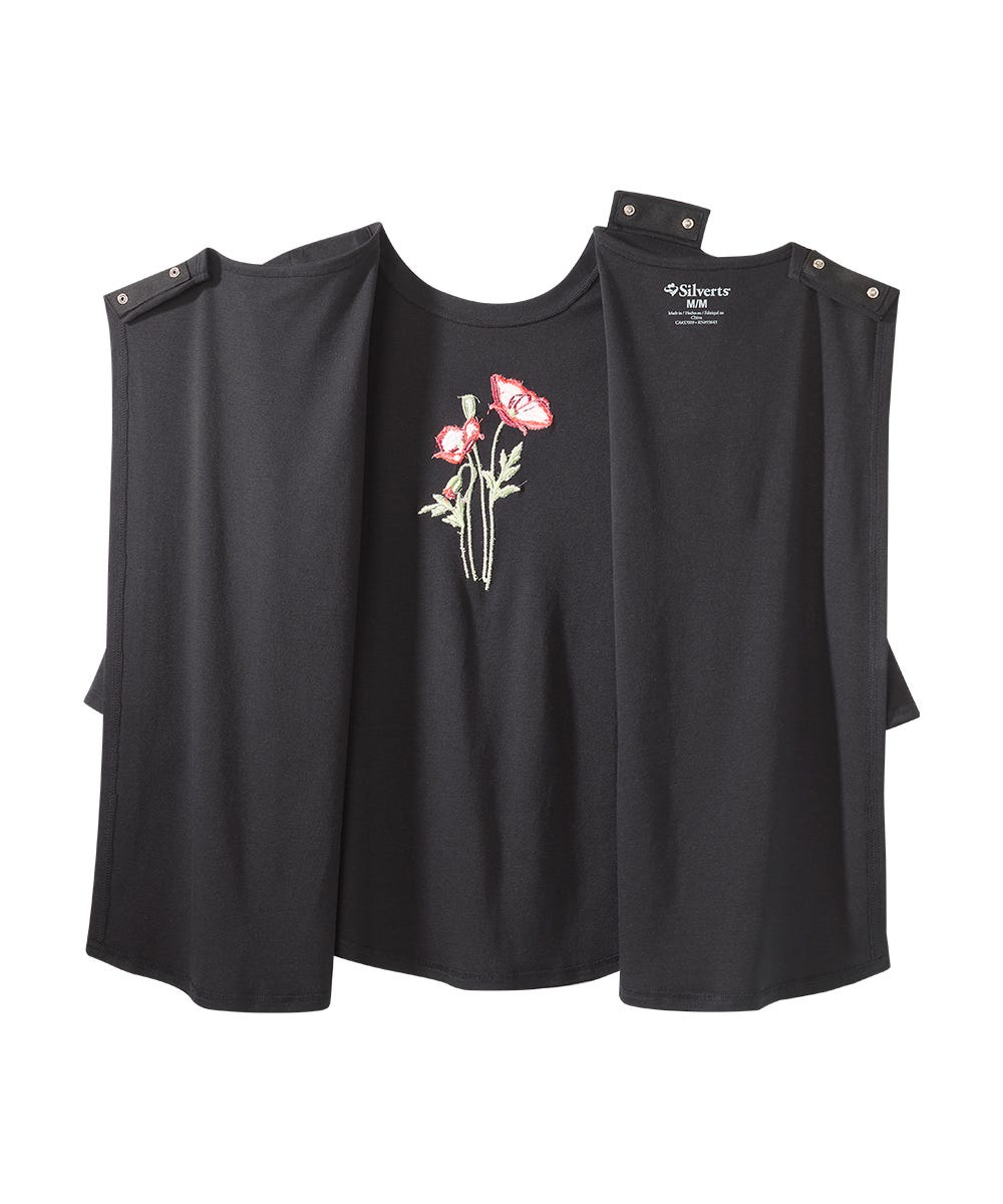 Women's Open Back Embroidered Flower Top