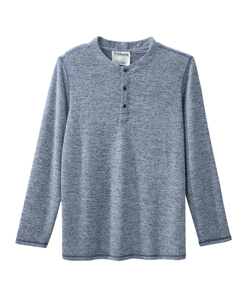 Men's Open Back Long Sleeve Henley Shirt