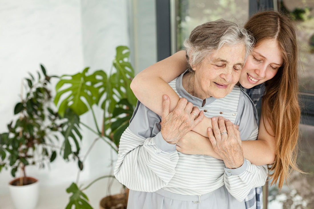 Senior with hearing aids