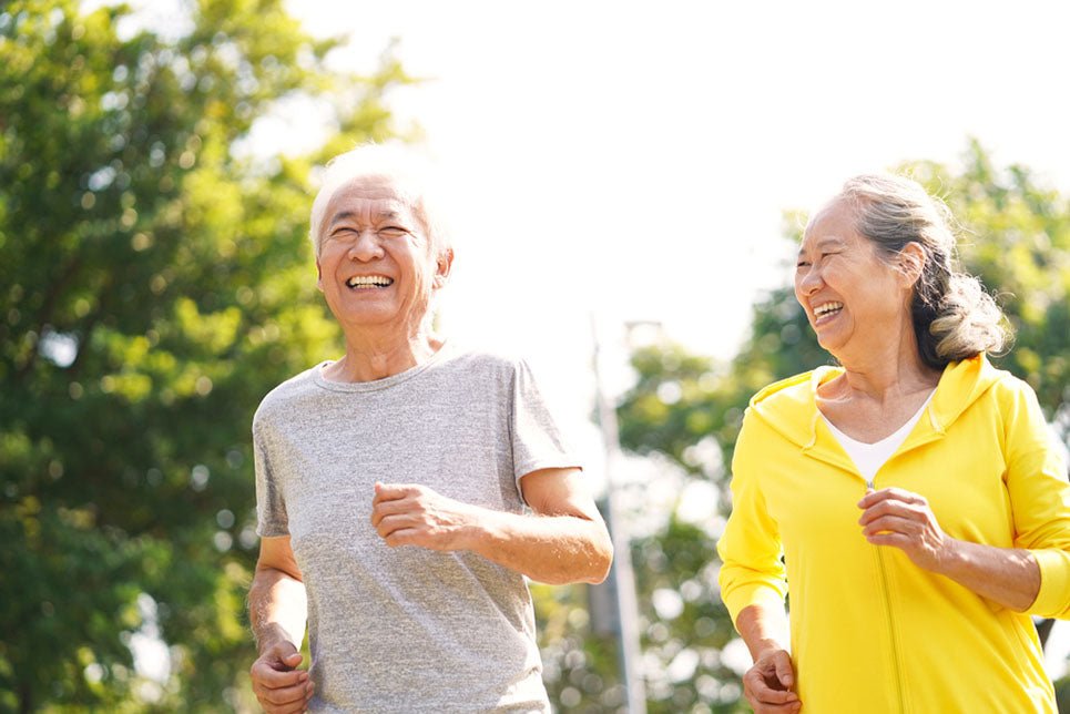 pair running outdoors