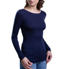 EGI ® Luxury Merino Wool Silk (85% Wool 15% Silk) Women's Long Sleeve T-Shirt. Proudly Made in Italy. (1411)