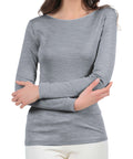 EGI ® Luxury Merino Wool Silk (85% Wool 15% Silk) Women's Long Sleeve T-Shirt. Proudly Made in Italy. (1411)