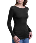 EGI ® Luxury Merino Wool Silk (85% Wool 15% Silk) Women's Long Sleeve T-Shirt. Proudly Made in Italy. (1411)
