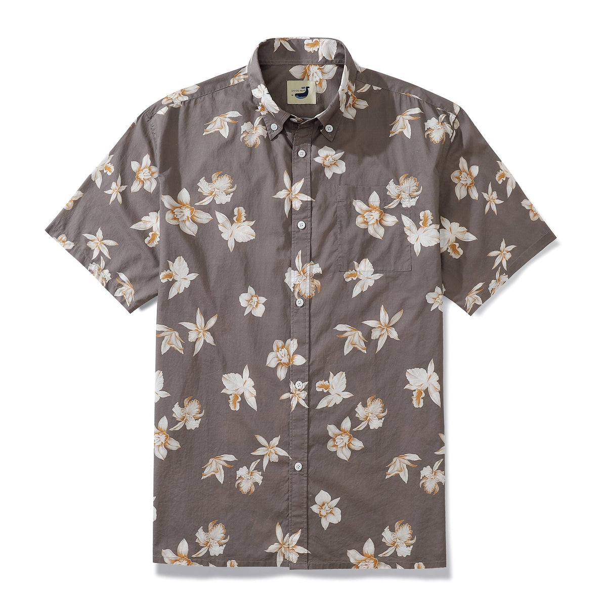 Men's Aloha Shirt Cotton Short Sleeve Brown Button Down 1920s Vintage Shirt By Amy