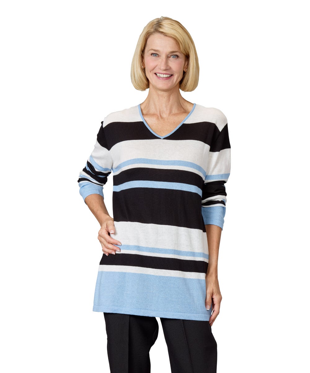 Women's Open Back Striped Sweater